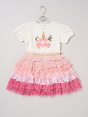 Miss Dark Pink Sequin Embroidery Floral Tutu Dress